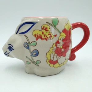 Taza Yokohama Studio Dimensional Conejo Conejo Diseño Floral Pintada a Mano - Imagen 1 de 8