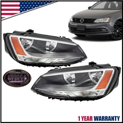 Pair Headlights Assembly For 2011-2018 Volkswagen VW Jetta Front Lamps LH & RH Foto 1 de 4