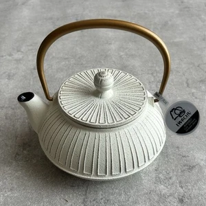 Iwachu Nanbu Tekki Cast Iron Japanese Teapot kettle Gold/White enameled inside - Picture 1 of 18