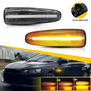 Clear Amber LED Fender Side Marker Lights for 08-15 Lancer Evo x 07-13 Outlander - Picture 1 of 13