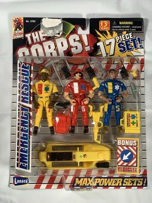 Lanard The Corps 1999! Emergencia rescate 3 hombres tripulación embarcación acuática 4" 17 piezas #3783 Foto 1 de 4