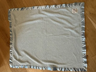 Little Giraffe Baby Blanket Blue Soft Satin Edge Security Lovey Satin Trim USA - Image 1 of 4