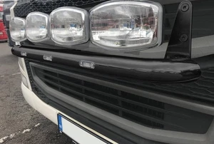 Black Stainless Steel Grill Bar + White LEDs + Jumbo Spots For Volvo FM5 2021+ - Picture 1 of 7