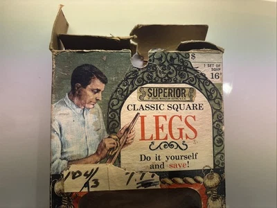 Vtg GERBER Classic Square Wooden Legs Kit 16” Replacement Table Mid Century New - Image 1 of 4