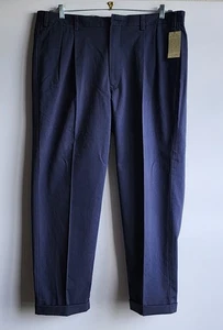 Orvis Navy Pleated 5 Pocket Chino Pants Cuffed 40 X 30 Wrinkle Free - Picture 1 of 15
