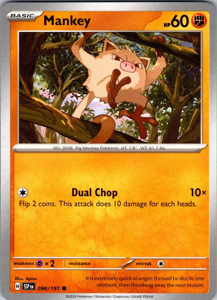 Mankey Common SV08: Surging Sparks 098/191 NM - Image 1 of 1