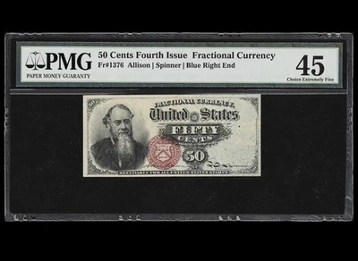 Moneda fraccionaria FR# 1376 50c 1869, Estados Unidos cuarta cuarta emisión PMG ChXF45 Foto 1 de 4
