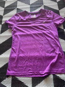 Adidas Ultimate Tee Womens Purple V-Neck Stretch Short Sleeve Athletic Medium - Picture 1 of 7