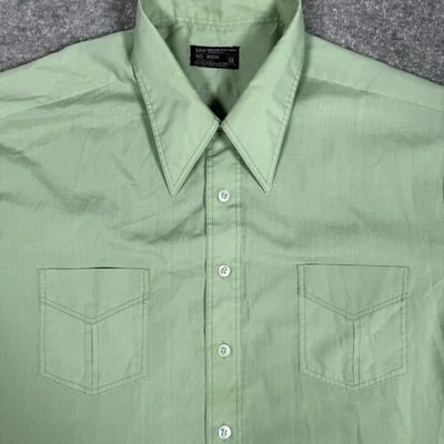 VTG JC Penney Shirt Men’s XL Green Short Sleeve Button Up 70s 80s Disco Western - Image 1 of 4