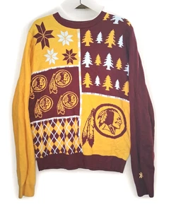 Washington Redskins Feo Navidad Suéter Hombres Unisex Grande Granate Amarillo De Colección - Imagen 1 de 4
