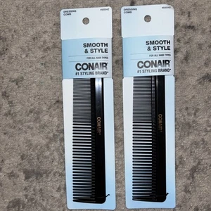 2 Pack: Conair Smooth & Style Hair Combs Black 7 in. SHELFWEAR (5045) E7D - Picture 1 of 1