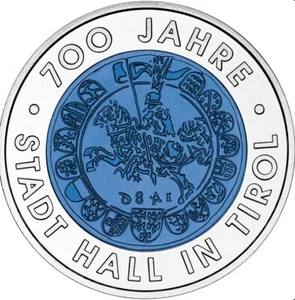25 Euro Münze 700 Jahre Stadt Hall - Silber Niob Österreich 2003 - Bild 1 von 2