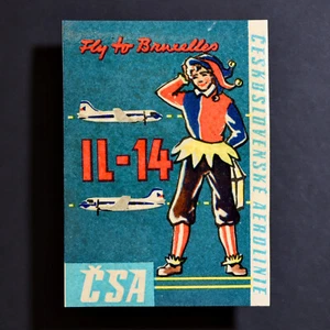 Kofferaufkleber *** ORIGINAL VINTAGE *** CSA Československé Aerolinie nach Brüssel - Bild 1 von 2