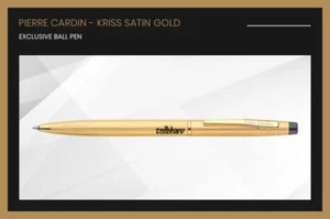 Pierre Cardin Kriss Satin Gold Ball Point Pen BP Gold Trim Blue Ink Gifting GT - Picture 1 of 6