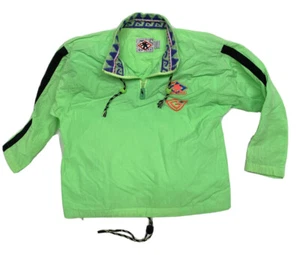 Rare Vintage 80s Gotcha Kids Neon Windbreaker Jacket Youth Size Large Surf Skate - Picture 1 of 10