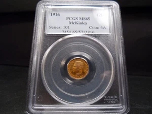 1916 MS65 McKinley Golddollar Gedenk-PCGS zertifiziertes Edelstein - Bild 1 von 8