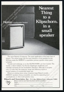 Altavoz Klipsch Herejía 1973 y foto Klipschorn anuncio impreso vintage - Imagen 1 de 7