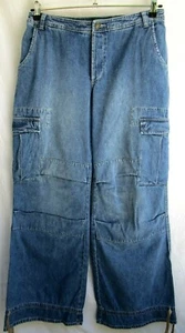 VTG 90's / Y2K..CARGO..WIDE LEGS..BLUE..DENIM..JEANS..NEW OLD STOCK.sz 12 - Picture 1 of 6