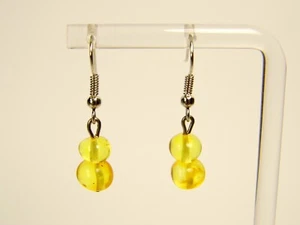 Baltic Amber Dangle Drop Earrings Yellow Women's Natural Honey Transparent 1089 - Picture 1 of 8