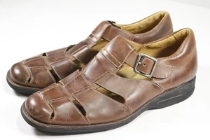 Johnston & Murphy Fisherman Sandals Men's Sz 12 M Brown Leather Summer - Imagen 1 de 8