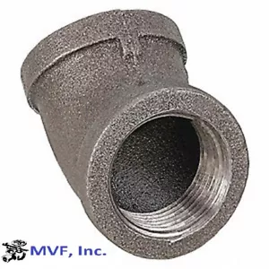 4" 150 Female NPT 45° Elbow Black Malleable Iron Pipe Fitting <MI021341BMI - Picture 1 of 4