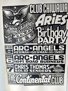 Arc Angels Club Chiwawa 1991 Continental Club Austin TX original poster PRIEST - Picture 1 of 12