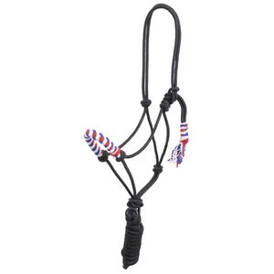 COWBOY KNOTEN HALFTER mit BLEI America Glory Mohair Wolle Nase rot weiß blau schwarz - Bild 1 von 2
