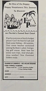 Fort Pierce Florida Familia Feliz Descubre Vacaciones Divertido Vintage Anuncio Impreso 1960 - Imagen 1 de 4