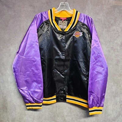 NWT Mitchell & Ness Los Angeles Lakers Black Purple Satin Jacket Womens XL $110 - Image 1 of 4