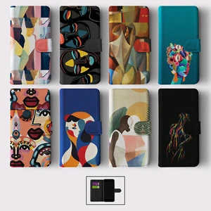 WALLET FLIP CASE FOR SAMSUNG S23 S22 S21 S20 S10 S9 S8 PLUS AESTHETIC MODERN ART - Picture 1 of 10