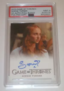 TARJETA AUTÓGRAFA SOPHIE TURNER PSA 9 Y 10 JUEGO DE TRONOS TEMPORADA 2 RITTENHOUSE - Imagen 1 de 2