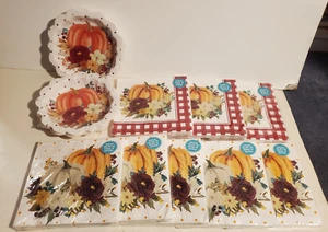 PIONEER WOMAN REE DRUMMOND PAPER NAPKINS BOWLS FALL FLOWERS PUMPKINS RECIPE LOT - Picture 1 of 5