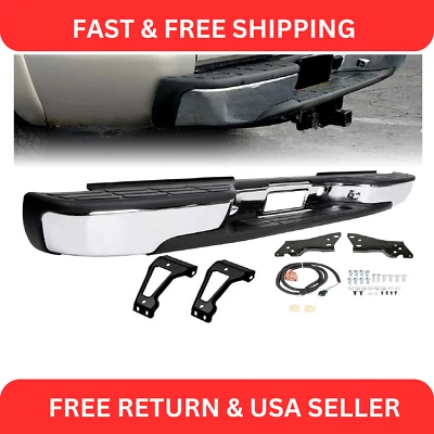 STEEL REAR STEP BUMPER ASSEMBLY FOR 99-07 CHEVY SILVERADO GMC SIERRA 1500 2500 - Image 1 of 4