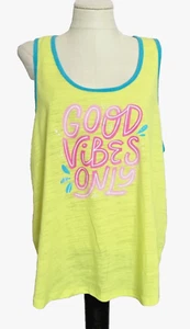 SECRET TREASURES LADIES KNIT PAJAMA YELLOW SCREEN PRINT TANK TOP Sz XL - Picture 1 of 7