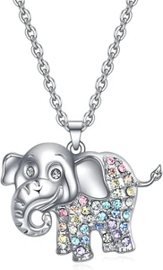 Elephant Necklace Gifts for Girls Women Cute Colorful CZ Crystal Birthday Gift - Picture 1 of 3