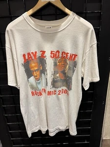 Camiseta De Colección Jay-Z 50 Cent Rock The Mic Rap 2003 Blanca Grande (22 Por 30) - Imagen 1 de 5
