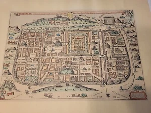 Artby ChristianVan Adrichom Jerusalem Map Iversalem Crucified Color 1682 Replica - Picture 1 of 12