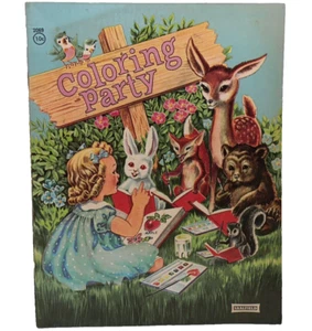 Saalfield Coloring Party Coloring Book Children Animals Birds Butterflies Frogs - Foto 1 di 3