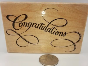 Large Congratulations Congrats Rubber Stamp - Picture 1 of 6