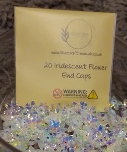 IRIDESCENT FLOWER END CAP BEADS JEWELLERY FINDINGS FREE POSTAGE - Picture 1 of 4
