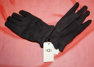 NWT UGG mens black suede Leather with faux fur lining gloves XL $95 - Picture 1 of 5