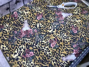 Amazing Leopard Floral Skull Knit Fabric - 5yds+ - Picture 1 of 2