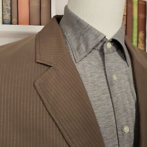 AX Armani Exchange Blazer Mens Large (42-44) Brown Striped Cotton Surgeon Cuff