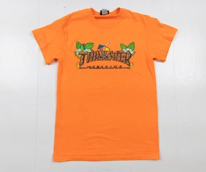 Thrasher Shirt Adult Small Orange Skateboarding Streetwear Tee Hawaiian Tiki - Picture 1 of 9
