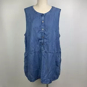 J Jill Denim Tunic Shirt Womens XL Chambray Blue Sleeveless Lagenlook Layer - Picture 1 of 5