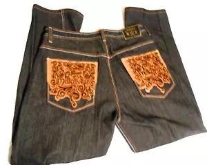 Schwarze Jeans der Marke Makaveli bestickt Design Denim Hüfte 36×32 - Bild 1 von 7