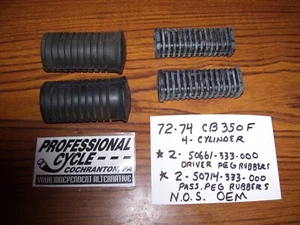 Honda 72-74 CB350F Set Of 4 NOS Footpeg Rubbers Driver & Passenger OEM - Picture 1 of 7