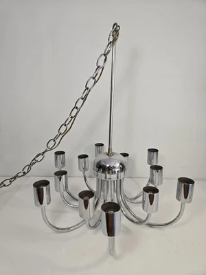 Vtg Chrome Globe Chandelier Josef Frank Designer Mcm Mid Century Modern  - Image 1 of 4