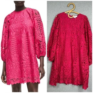 WITCHERY TEXTURED LACE MINI DRESS Pink Size 16 L Cocktail Party Occasion - Picture 1 of 9