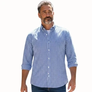 Tommy Hilfiger Herren Hemd Gingham Check Blau Weiß Medium Langarm Baumwolle - Bild 1 von 9